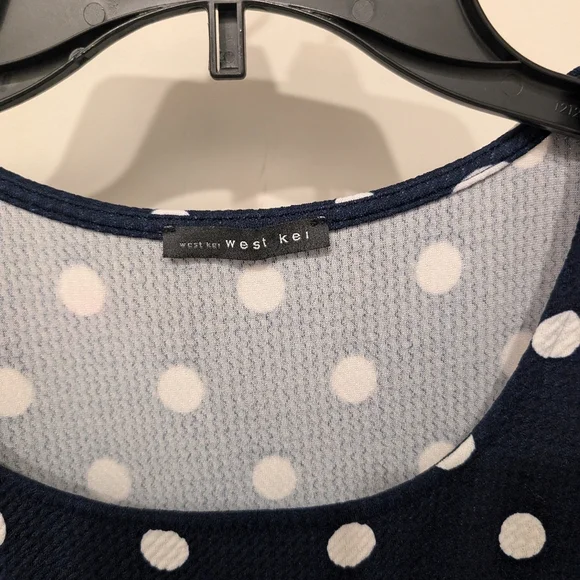 West Kei Navy and White polka dot dress size small pockets fit and flare - Picture 2 of 5